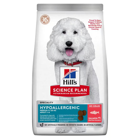 "Pienso hipoalergénico Hill's Science Plan con salmón para perros adultos medianos, sin cereales"
