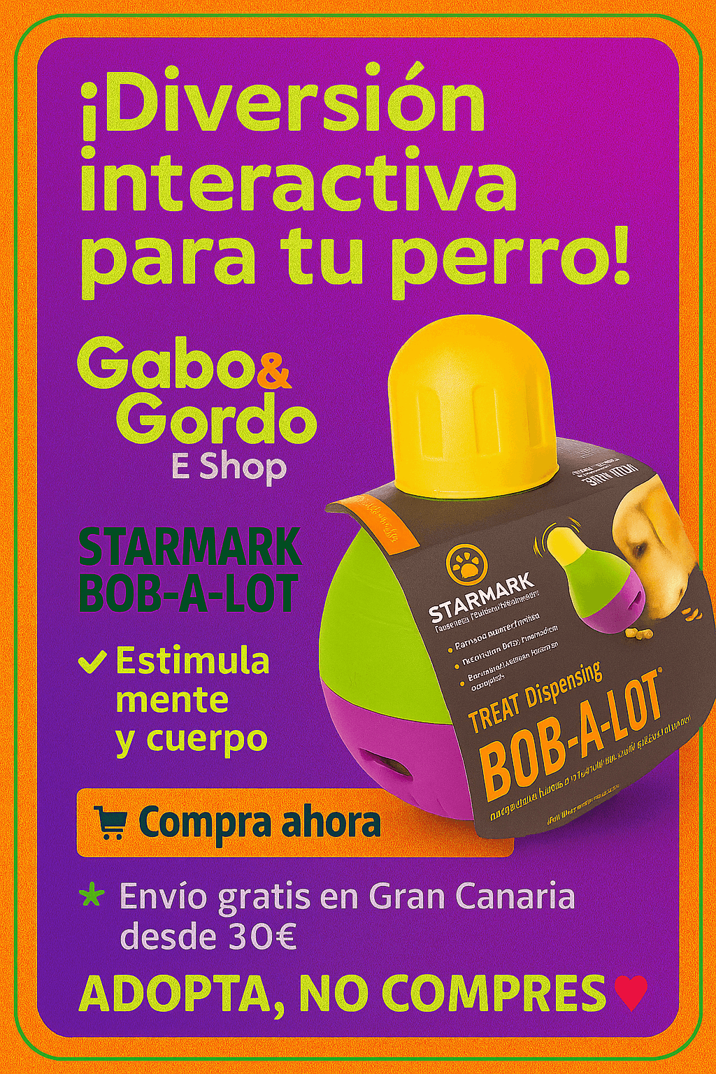 STARMARK BOB-A-LOT juguete interactivo dispensador de comida y premios para perros