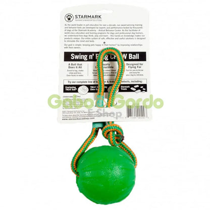 STARMARK Pelota con cuerda dispensadora de comida para perros SWING N FLING CHEWBALL