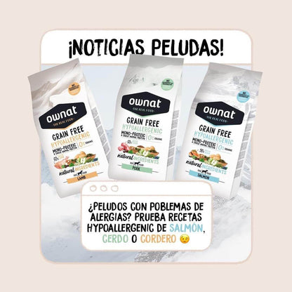 OWNAT Grain Free Hypoallergenic Salmon | Pienso HIPOALERGÉNICO con salmón para perros sin cereales Gabo&Gordo Pet Shop en Las Palmas de Gran Canaria tienda para mascotas, perros, gatos, conejos, tortugas, animales