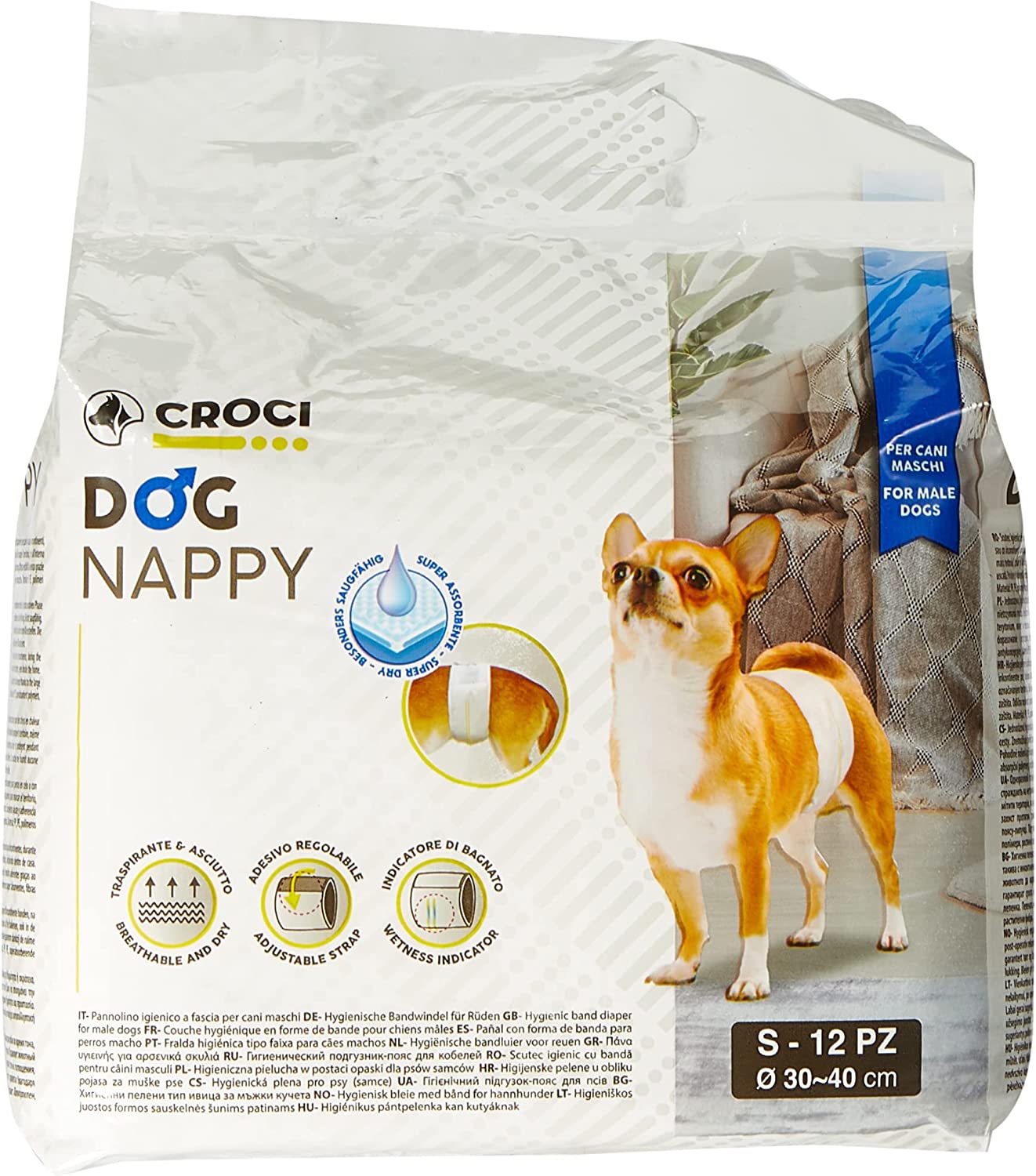 CROCI DOG NAPPY | NAYECO | pañal para perro macho (12 unidades).