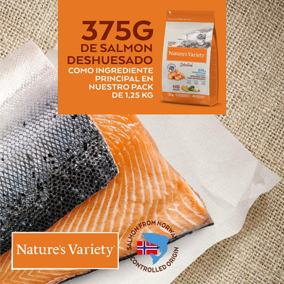 NATURE'S VARIETY SELECTED ESTERILIZADO SALMÓN NORUEGO Gabo y Gordo Pet Shop en Las Palmas de Gran Canaria tienda para mascotas, perros, gatos, conejos, tortugas, animales, accesorios para mascotas.