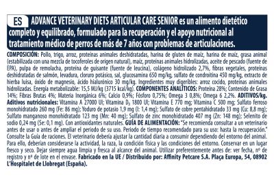 Pienso ADVANCE VET ARTICULAR SENIOR +7 AÑOS Gabo y Gordo Pet Shop Gabo&Gordo Pet Shop en Las Palmas de Gran Canaria tienda para mascotas, perros, gatos, conejos, tortugas, animales