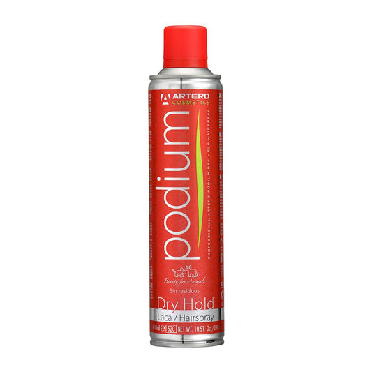 Artero Laca Podium Dry Hold para perros y gatos. Fijación total sin residuos, ideal para Top Knots y arreglos profesionales. Fácil de eliminar con cepillado. Envío gratis en Gran Canaria desde 30 €.