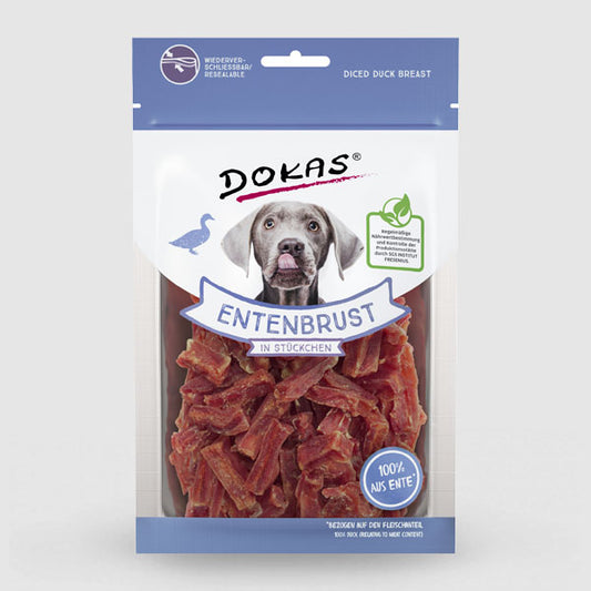 DOKAS BOCADOS DE PECHUGA DE PATO 70g.  Gabo y Gordo Pet Shop, tienda online en las Islas Canarias, España, tienda online para mascotas, perros, gatos, conejos, tortugas, animales, accesorios para mascotas en general. 