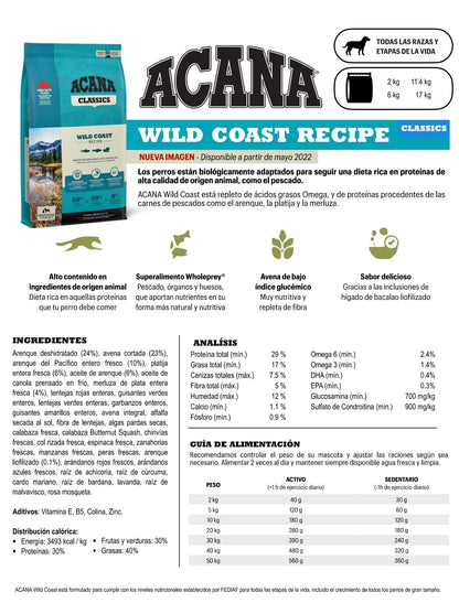 Pienso ACANA WILD COAST 17 KG Gabo y Gordo E Shop, la mejor tienda online en las Islas Canarias, España, tienda online para mascotas, perros, gatos, conejos, tortugas, animales, accesorios para mascotas en general. 
Gabo y Gordo E Shop in Canary Islands, the best store for pets, dogs, cats, rabbits, turtles, animals, pet accessories.