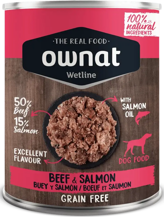 OWNAT buey y salmón comida húmeda para perro 400 g x 12 unidades Gabo y Gordo E Shop, la mejor tienda online en las Islas Canarias, España, tienda online para mascotas, perros, gatos, conejos, tortugas, animales, accesorios para mascotas en general. 
Gabo y Gordo E Shop in Canary Islands, the best store for pets, dogs, cats, rabbits, turtles, animals, pet accessories.
