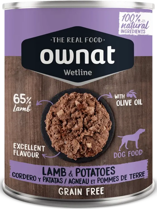OWNAT cordero con patatas comida húmeda para perro 400 g x 12 unidades.  Gabo y Gordo E Shop, la mejor tienda online en las Islas Canarias, España, tienda online para mascotas, perros, gatos, conejos, tortugas, animales, accesorios para mascotas en general. 
Gabo y Gordo E Shop in Canary Islands, the best store for pets, dogs, cats, rabbits, turtles, animals, pet accessories.
