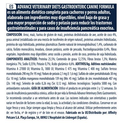 Pienso ADVANCE VET GASTROENTERIC Gabo&Gordo Pet Shop en Las Palmas de Gran Canaria tienda para mascotas, perros, gatos, conejos, tortugas, animales