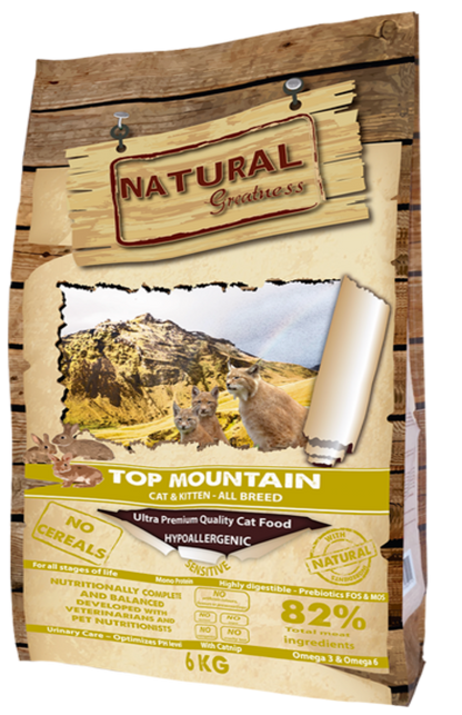 NATURAL GREATNESS RECETA TOP MOUNTAIN GATOS SENSITIVE NO CEREALS .  Gabo y Gordo E Shop, la mejor tienda online en las Islas Canarias, España, tienda online para mascotas, perros, gatos, conejos, tortugas, animales, accesorios para mascotas en general. 
Gabo y Gordo E Shop in Canary Islands, the best store for pets, dogs, cats, rabbits, turtles, animals, pet accessories.