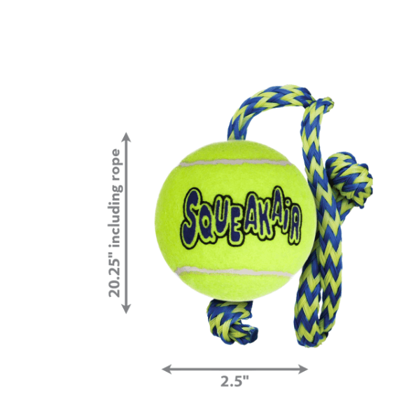 KONG AirDog Squeakair PELOTA CON CUERDA para perro.  Gabo y Gordo Pet Shop, tienda online en las Islas Canarias, España, tienda online para mascotas, perros, gatos, conejos, tortugas, animales, accesorios para mascotas en general. 