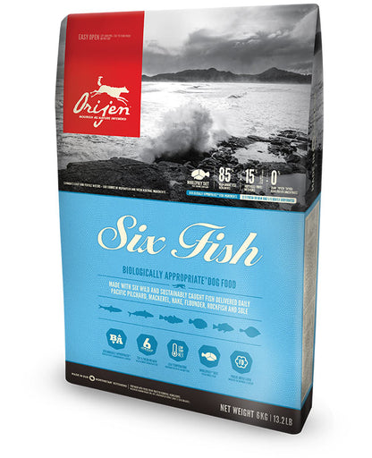 ORIJEN Six Fish | Pienso para perros adultos con intolerancias o problemas digestivos Gabo y Gordo E Shop, la mejor tienda online en las Islas Canarias, España, tienda online para mascotas, perros, gatos, conejos, tortugas, animales, accesorios para mascotas en general. 
Gabo y Gordo E Shop in Canary Islands, the best store for pets, dogs, cats, rabbits, turtles, animals, pet accessories.