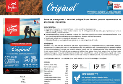 ORIJEN ORIGINAL DOG Gabo y Gordo E Shop, la mejor tienda online en las Islas Canarias, España, tienda online para mascotas, perros, gatos, conejos, tortugas, animales, accesorios para mascotas en general. 
Gabo y Gordo E Shop in Canary Islands, the best store for pets, dogs, cats, rabbits, turtles, animals, pet accessories.