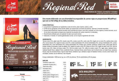 ORIJEN Regional Red | Pienso para perros de cualquier raza y tamaño Gabo y Gordo E Shop, la mejor tienda online en las Islas Canarias, España, tienda online para mascotas, perros, gatos, conejos, tortugas, animales, accesorios para mascotas en general. 
Gabo y Gordo E Shop in Canary Islands, the best store for pets, dogs, cats, rabbits, turtles, animals, pet accessories.