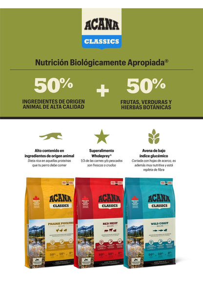 ACANA Classics Prairie Poultry pienso para perros con pollo fresco, cebada y avena, para todas las razas y etapas de vida