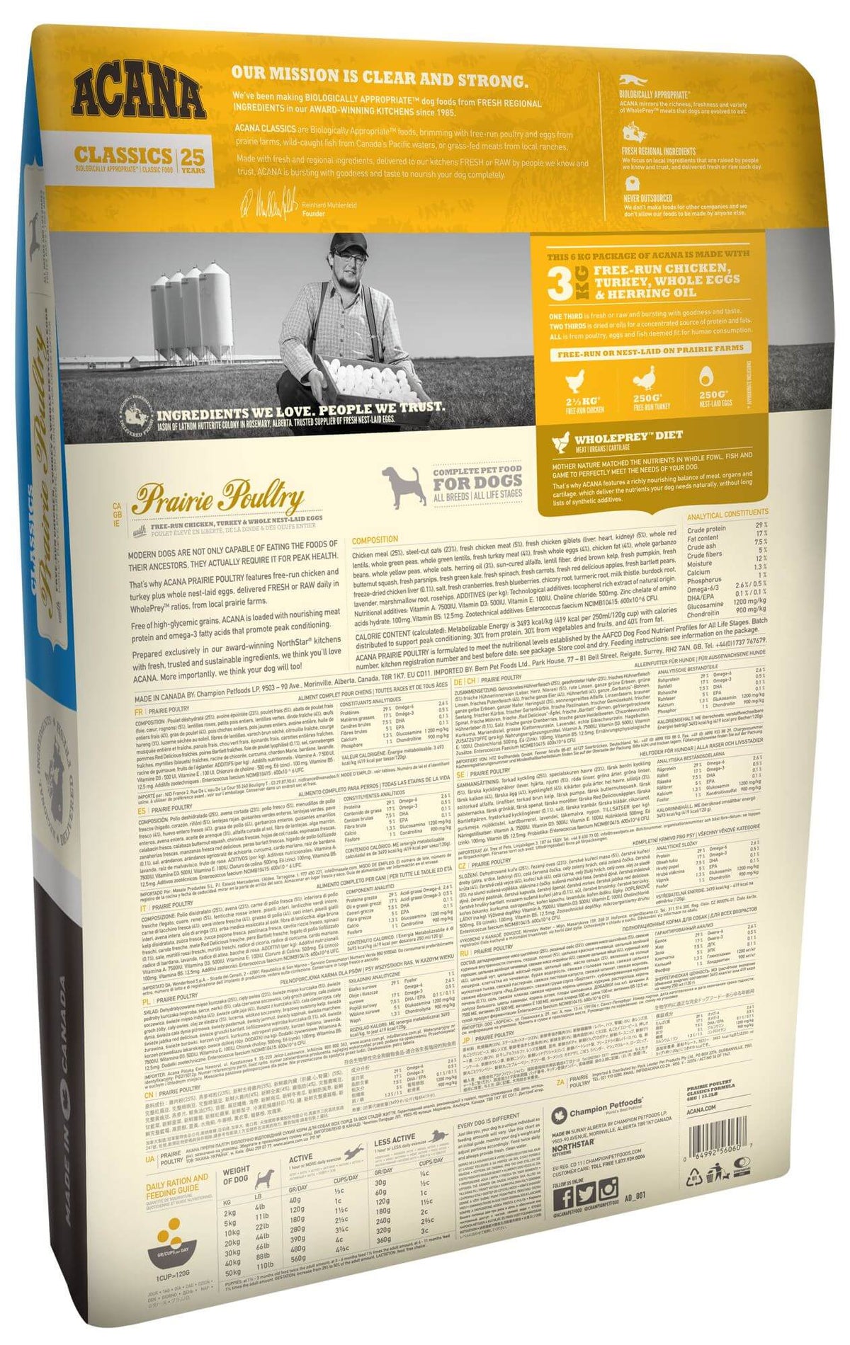 ACANA Classics Prairie Poultry pienso para perros con pollo fresco, cebada y avena, para todas las razas y etapas de vida