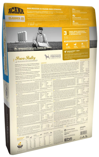 ACANA Classics Prairie Poultry pienso para perros con pollo fresco, cebada y avena, para todas las razas y etapas de vida