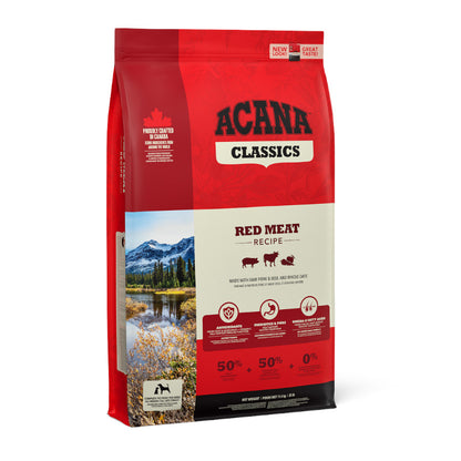 ACANA Classics Red Meat Recipe pienso para perros con cordero, vacuno, cerdo y avena, disponible en Gabo y Gordo E Shop