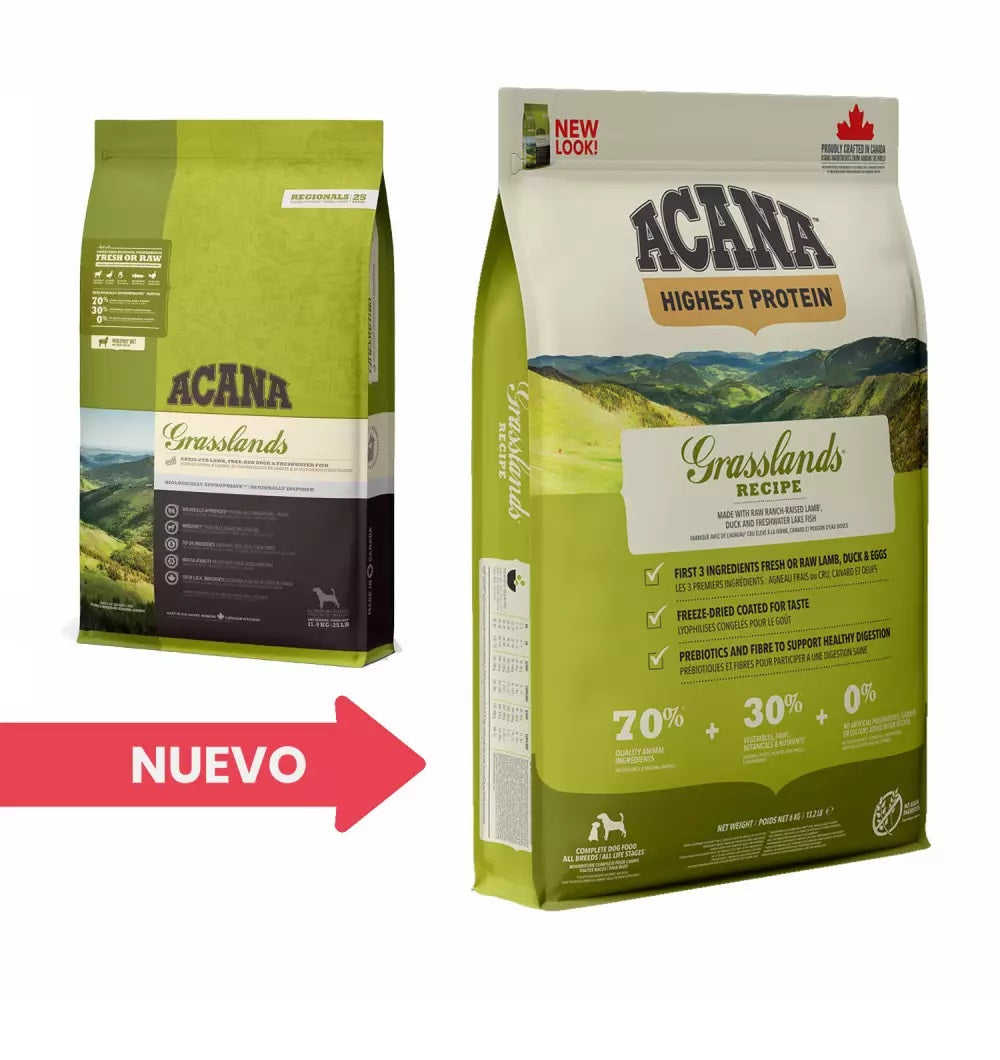 Pienso ACANA Grasslands sin cereales con proteínas frescas para gatos de todas las edades