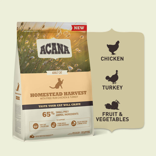 ACANA Homestead Harvest pienso natural sin cereales para gatos con pollo y pavo fresco