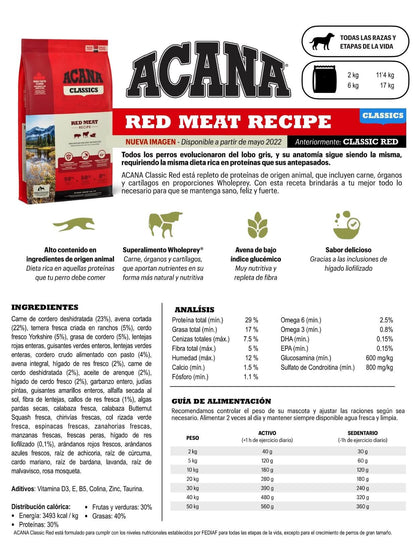 ACANA Red Meat Recipe – Pienso sin cereales con carne roja para perros