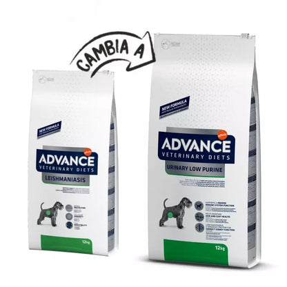 Saco de pienso veterinario ADVANCE Urinary Low Purine bajo en purinas para perros adultos.