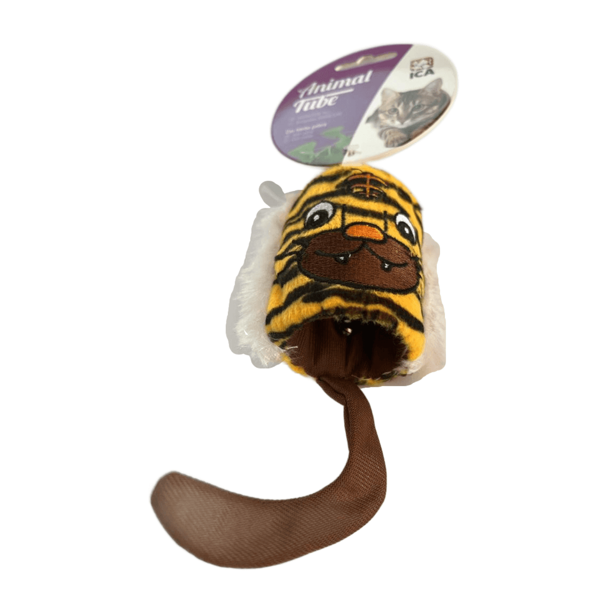Juguete Animal Tube con forma de tigre de 16 cm para gatos.