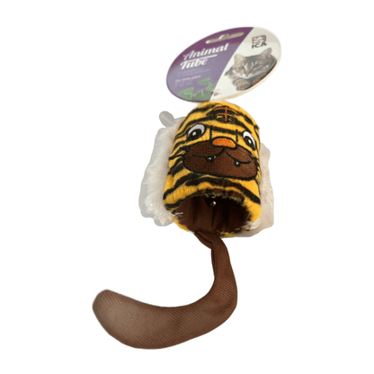 Juguete Animal Tube con forma de tigre de 16 cm para gatos.