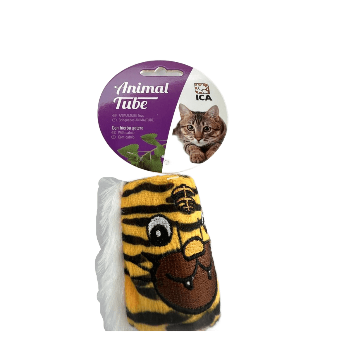 Juguete Animal Tube con forma de tigre de 16 cm para gatos.