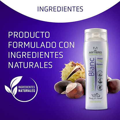 Artero Champú Blanc 250 ml para realzar blanco, negro y gris en perros y gatos