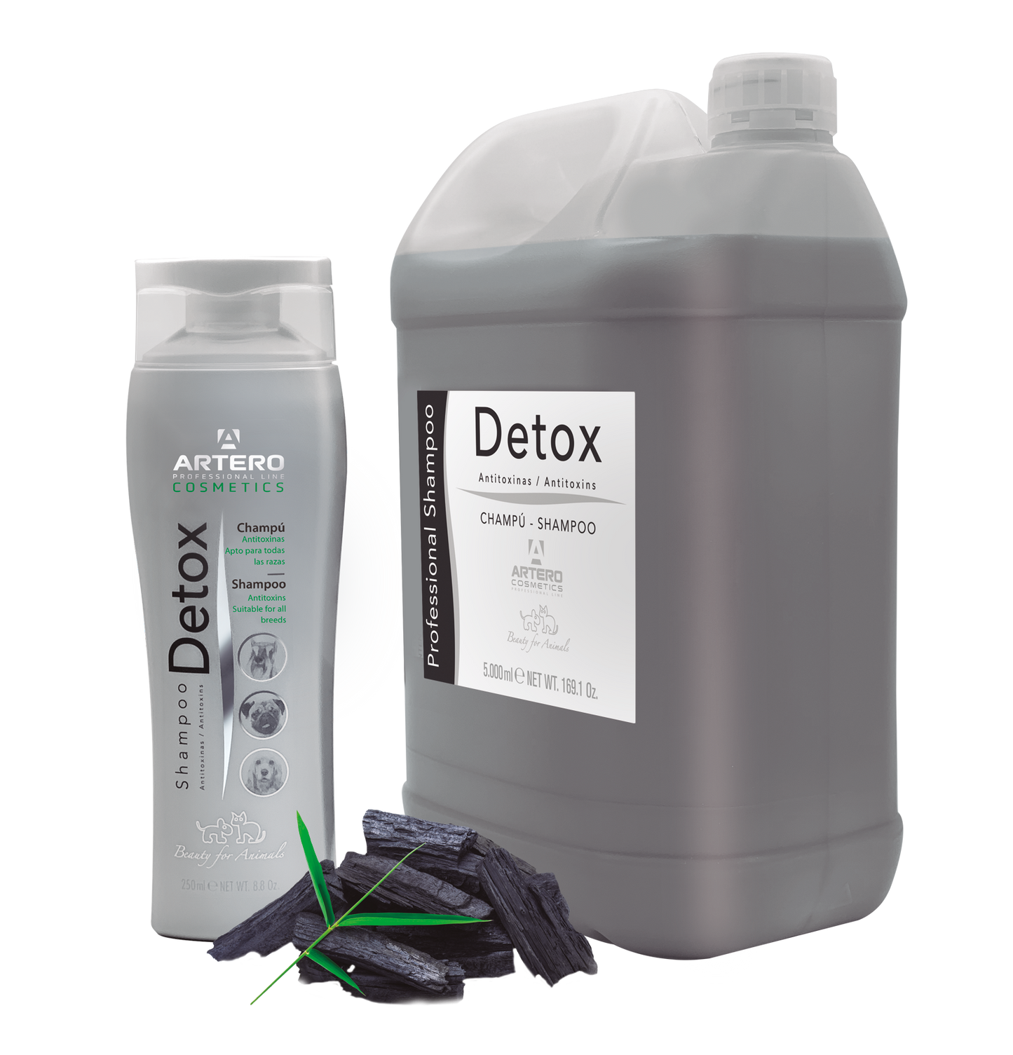Champú profesional Artero Detox con carbón activo para perros y gatos, formato 5 litros