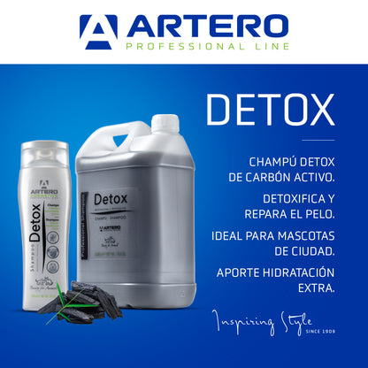 Champú profesional Artero Detox con carbón activo para perros y gatos, formato 5 litros
