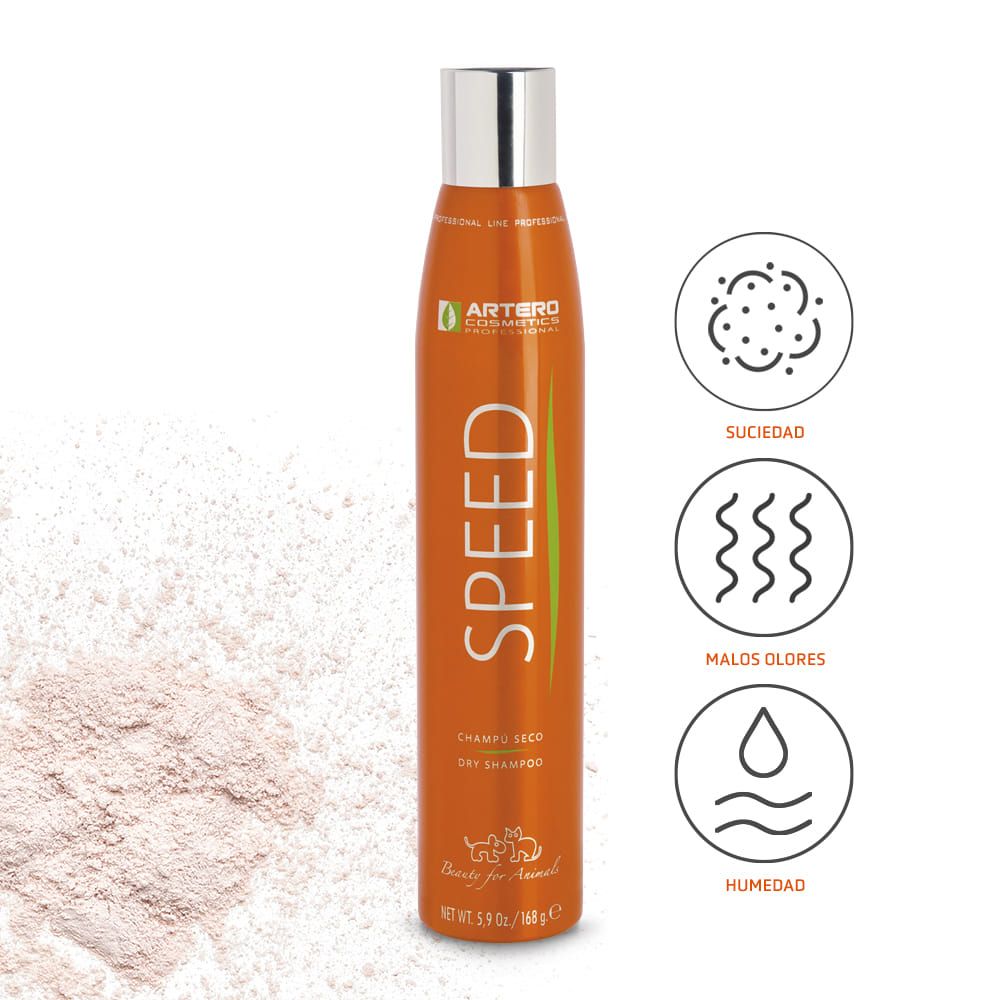 Champú seco Artero Speed 300 ml en spray para limpieza sin agua en perros y gatos