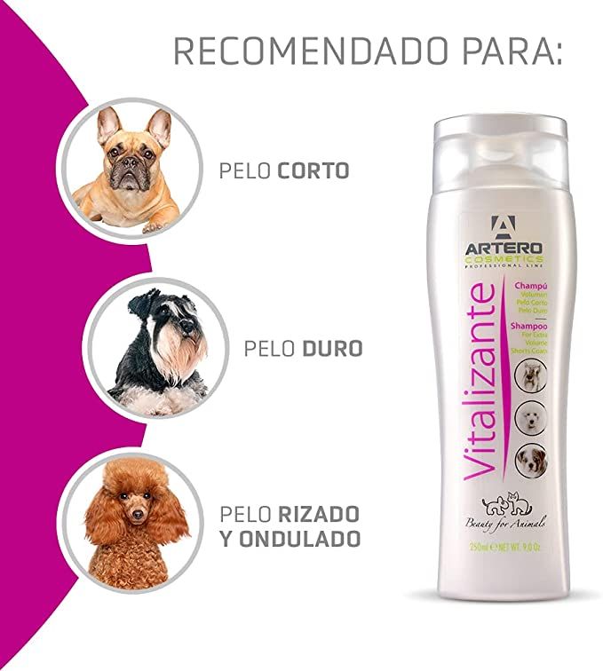 Artero Champú Vitalizante 250 ml champú profesional para perros piel sensible volumen y brillo