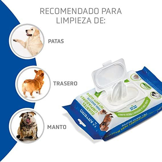 Artero guantes limpiadores para mascotas, higiene rápida de perros y gatos