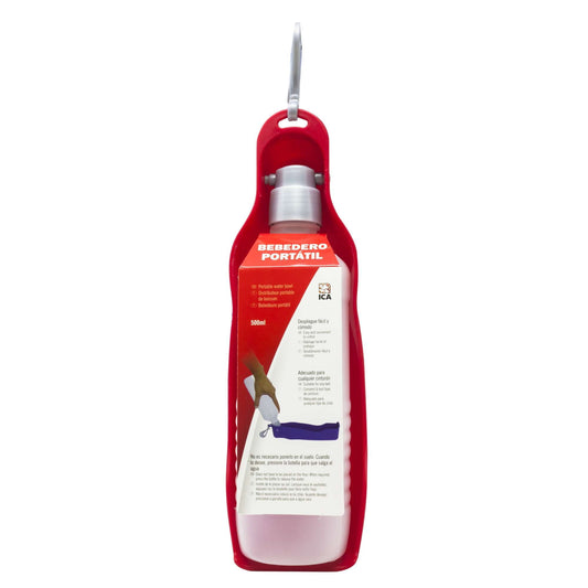 Bebedero portátil rojo con clip para perros y gatos