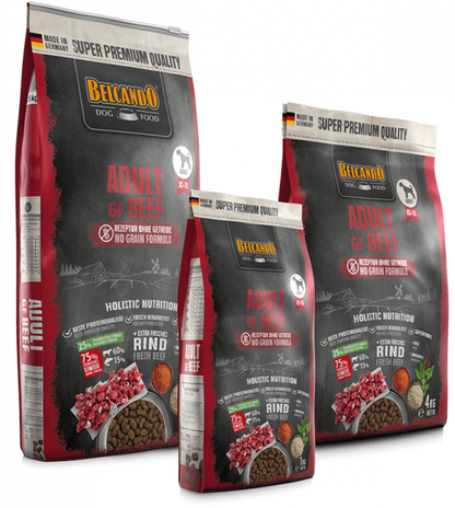 BELCANDO Adult Grain Free Beef pienso sin cereales y sin pollo con 40 % de carne fresca de ternera para perros adultos