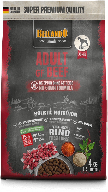 BELCANDO Adult Grain Free Beef pienso sin cereales y sin pollo con 40 % de carne fresca de ternera para perros adultos