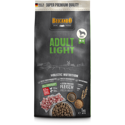 BELCANDO Adult Light pienso bajo en grasa con L-carnitina para perros adultos con sobrepeso o baja actividad