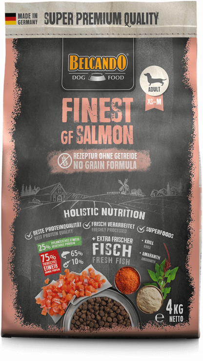 BELCANDO Finest Grain Free Salmon pienso sin cereales con salmón para perros adultos pequeños y medianos