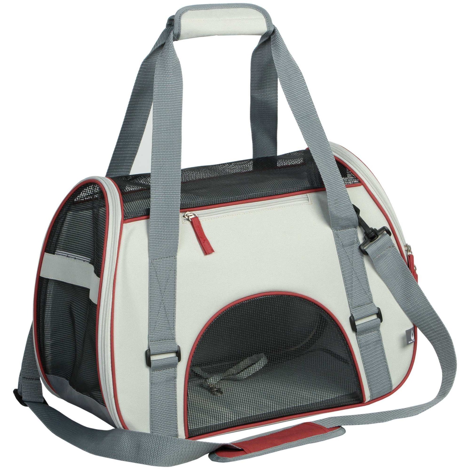 Bolso transportín ZU&LU modelo Alor SharkSkin gris de 47 cm para perros y gatos pequeños, seguro, transpirable y con diseño moderno.