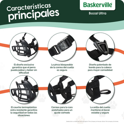Bozal Baskerville Ultra Muzzle negro en diferentes tallas para perros