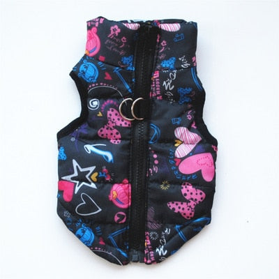 Chaleco deportivo estampado para perros y gatos, con arnés integrado.