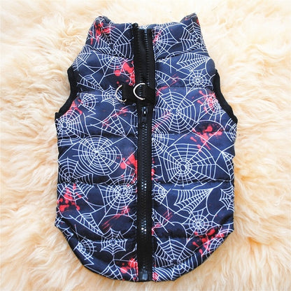 Chaleco deportivo estampado para perros y gatos, con arnés integrado.