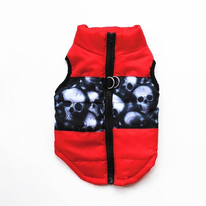 Chaleco deportivo estampado para perros y gatos, con arnés integrado.
