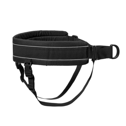 Cinturón Canicross DOGGALLOP para correr con tu perro – ajustable, acolchado y con elementos reflectantes para mayor seguridad.