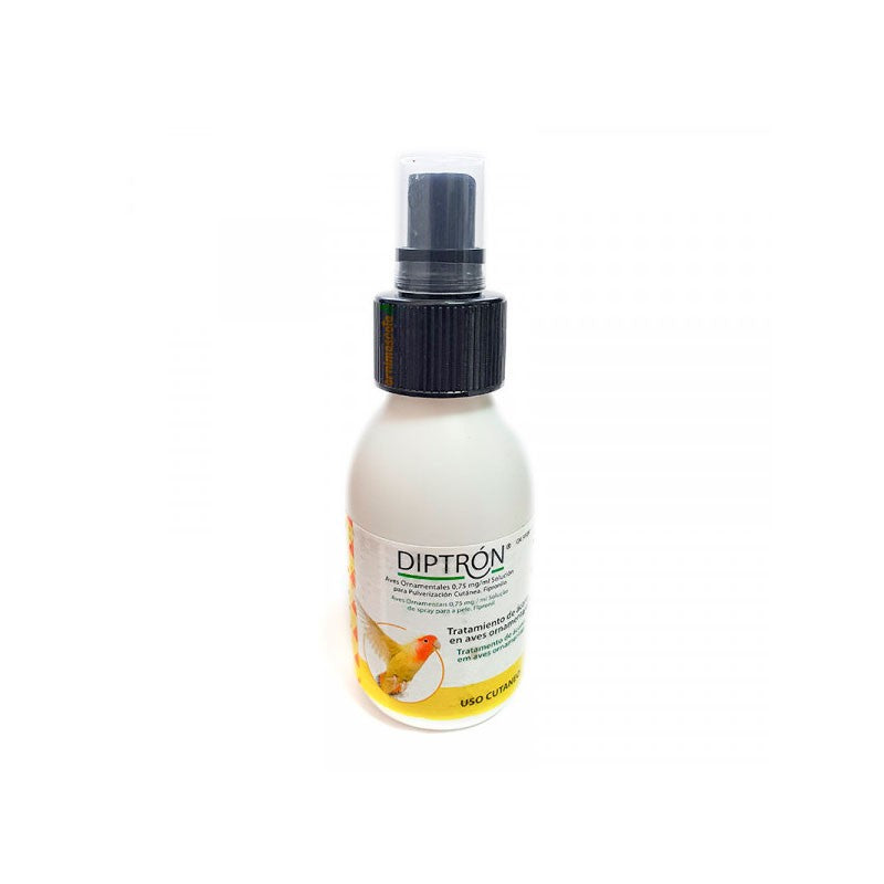 Diptrón Aves Ornamentales spray antiparasitario 125 ml con fipronilo para eliminar ácaros en canarios, periquitos, loros y aves ornamentales