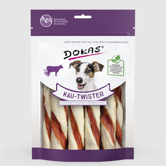 DOKAS Twister de Buey y Pato – Snack dental natural sin cereales para perros | 200 g