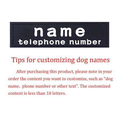 Etiqueta personalizada para arnés de perro tipo K9 con velcro negro y letras blancas
