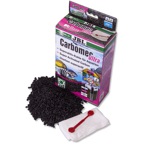 Envase de JBL Carbomec Ultra 500, carbón activo para acuarios marinos, Malawi y Tanganika.